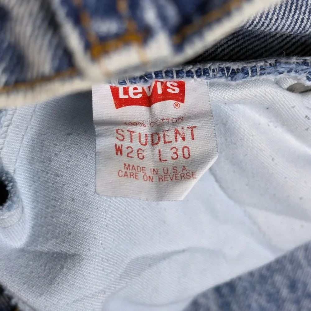 Vintage 80s Levis Student Fit Orange Tab Acid Wash‎ Jeans USA Made W26 L30